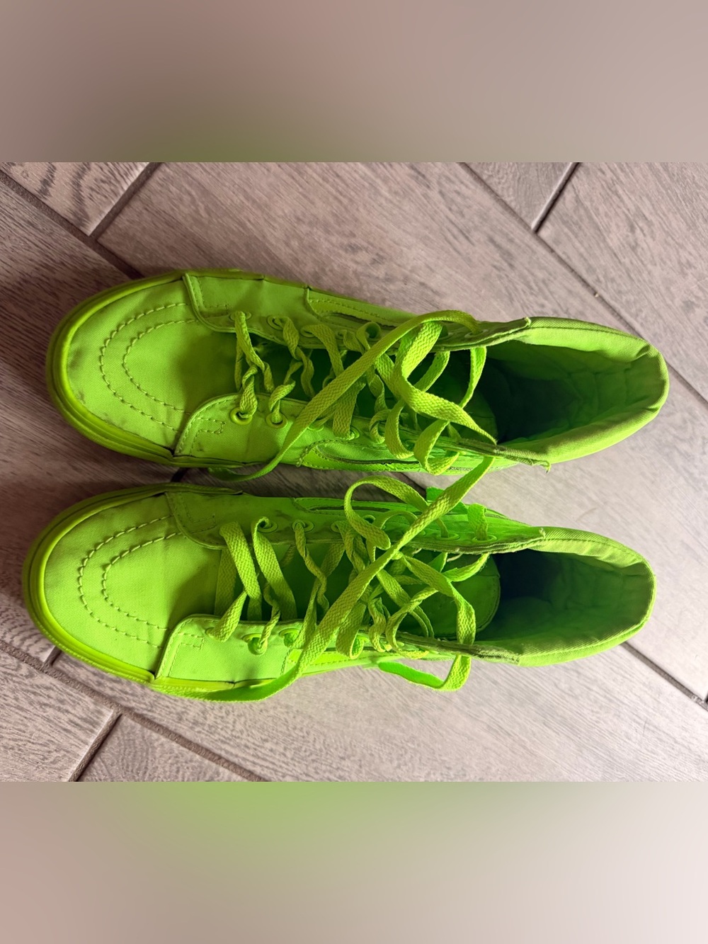 Vans Neon Lime Green Canvas Lace-Up Sneakers
